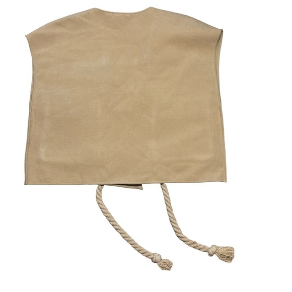 NWT Maeve by Anthropologie Cropped Sweater Vest Boxy  Academia Utility tan  Rope - Picture 2 of 9